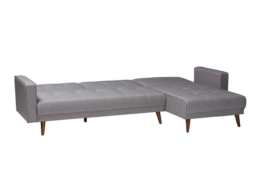 Baxton Studio Claire Contemporary Slate Fabric Upholstered Convertible Sleeper Sofa FredCo