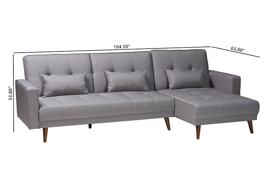Baxton Studio Claire Contemporary Slate Fabric Upholstered Convertible Sleeper Sofa FredCo