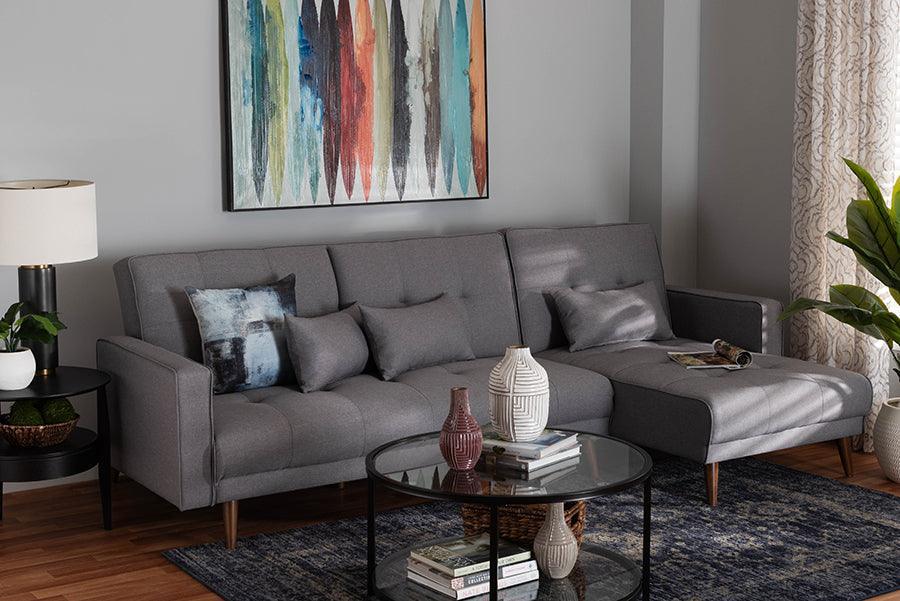 Baxton Studio Claire Contemporary Slate Fabric Upholstered Convertible Sleeper Sofa FredCo