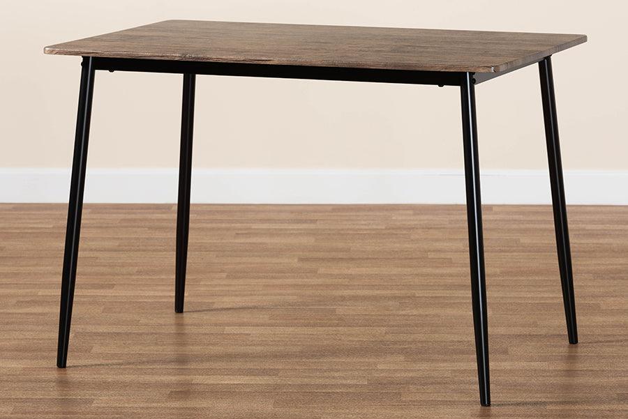 Baxton Studio Dalair Industrial Rustic Brown Wood and Metal Dining Table FredCo