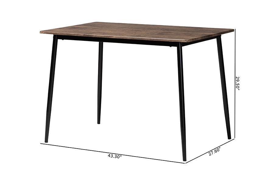 Baxton Studio Dalair Industrial Rustic Brown Wood and Metal Dining Table FredCo