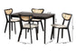 Baxton Studio Dannell Mid-Century Modern Cream Fabric and Black Finished Wood 5-Piece Dining Set FredCo