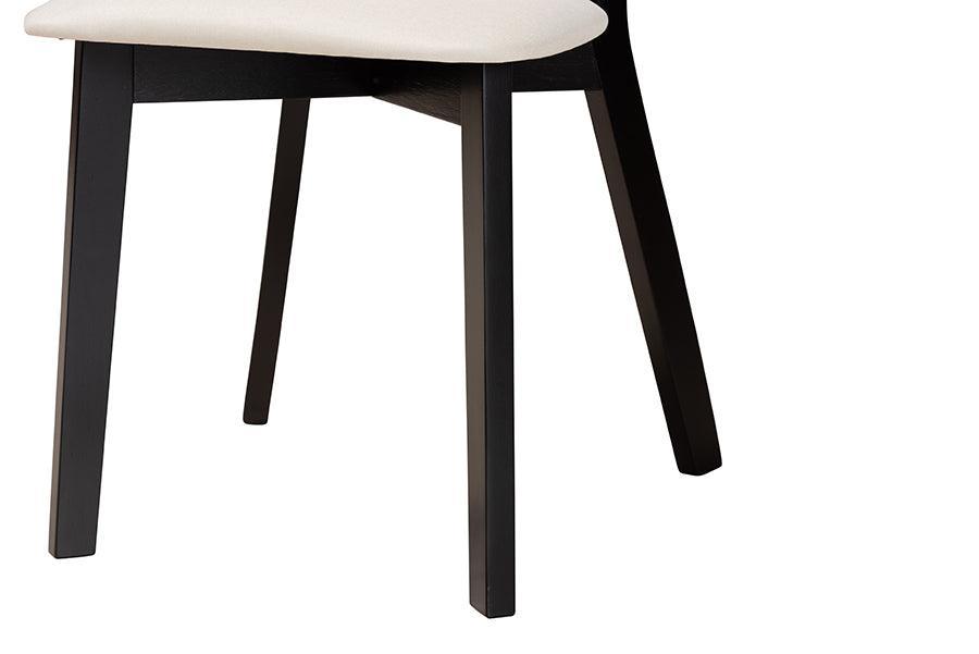 Baxton Studio Dannell Mid-Century Modern Cream Fabric and Black Finished Wood 5-Piece Dining Set FredCo