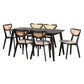 Baxton Studio Dannell Mid-Century Modern Cream Fabric and Black Finished Wood 7-Piece Dining Set FredCo