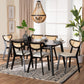 Baxton Studio Dannell Mid-Century Modern Cream Fabric and Black Finished Wood 7-Piece Dining Set FredCo