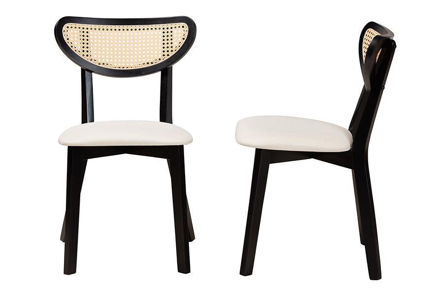 Baxton Studio Dannell Mid-Century Modern Cream Fabric and Black Finished Wood Dining Chair FredCo