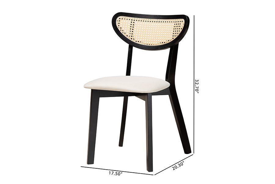 Baxton Studio Dannell Mid-Century Modern Cream Fabric and Black Finished Wood Dining Chair FredCo