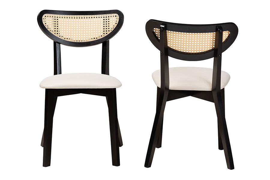 Baxton Studio Dannell Mid-Century Modern Cream Fabric and Black Finished Wood Dining Chair FredCo