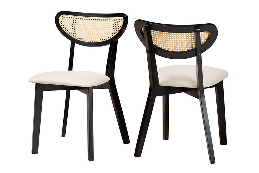 Baxton Studio Dannell Mid-Century Modern Cream Fabric and Black Finished Wood Dining Chair FredCo