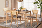 Baxton Studio Dannell Mid-Century Modern Grey Fabric and Natural Oak Finished Wood 5-Piece Dining Set FredCo