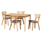 Baxton Studio Dannell Mid-Century Modern Grey Fabric and Natural Oak Finished Wood 5-Piece Dining Set FredCo