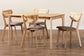 Baxton Studio Dannell Mid-Century Modern Grey Fabric and Natural Oak Finished Wood 5-Piece Dining Set FredCo