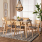 Baxton Studio Dannell Mid-Century Modern Grey Fabric and Natural Oak Finished Wood 7-Piece Dining Set FredCo