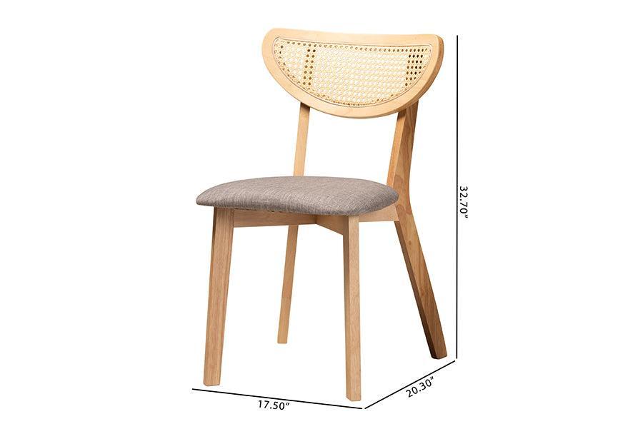 Baxton Studio Dannell Mid-Century Modern Grey Fabric and Natural Oak Finished Wood Dining Chair FredCo