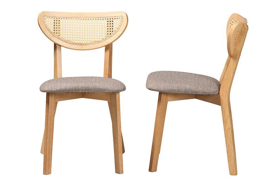 Baxton Studio Dannell Mid-Century Modern Grey Fabric and Natural Oak Finished Wood Dining Chair FredCo