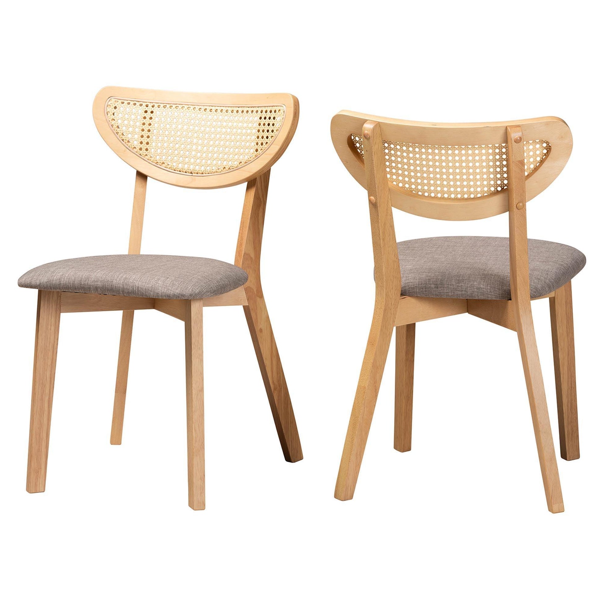 Baxton Studio Dannell Mid-Century Modern Grey Fabric and Natural Oak Finished Wood Dining Chair FredCo