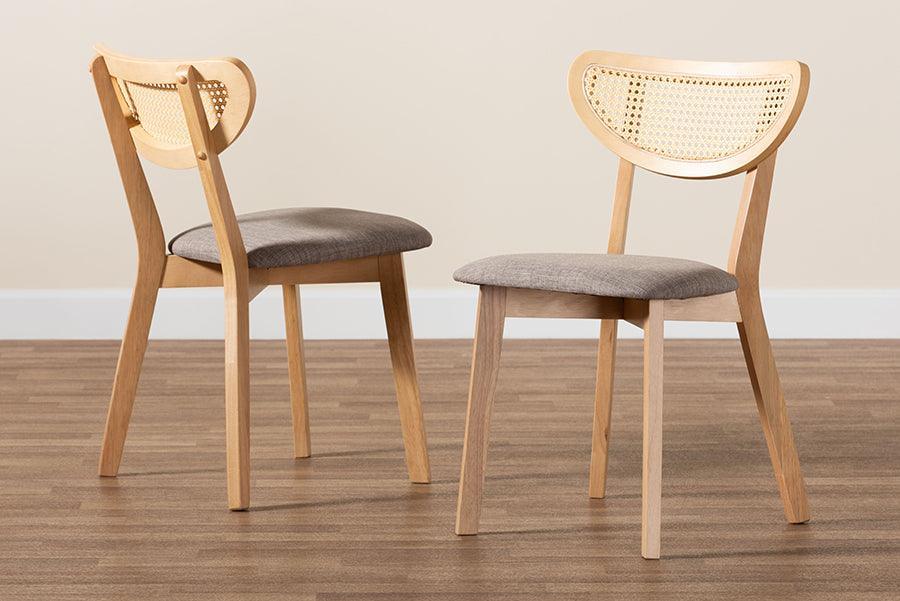 Baxton Studio Dannell Mid-Century Modern Grey Fabric and Natural Oak Finished Wood Dining Chair FredCo