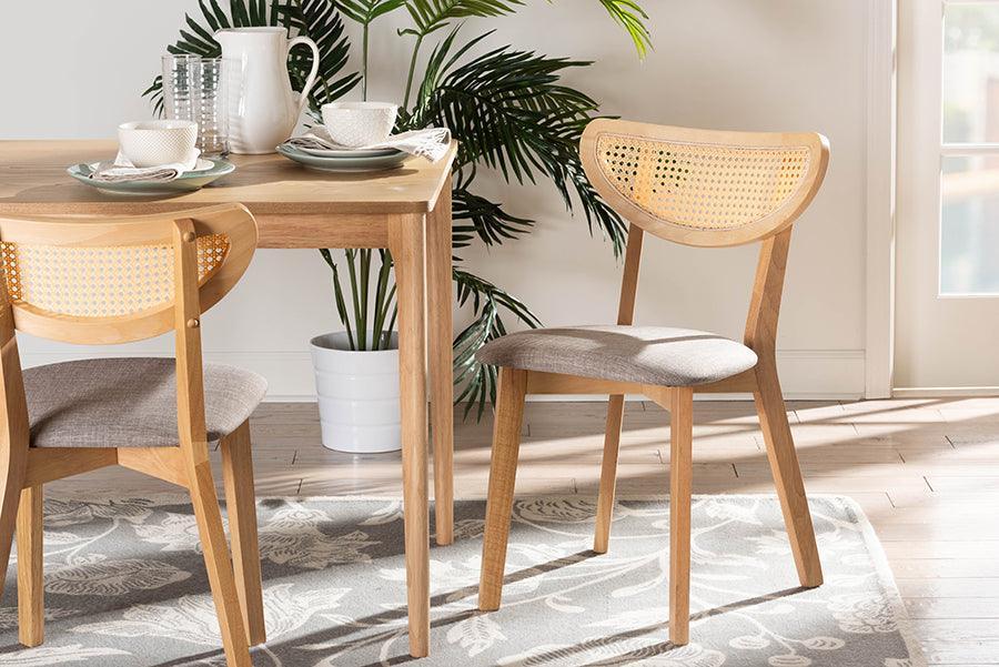 Baxton Studio Dannell Mid-Century Modern Grey Fabric and Natural Oak Finished Wood Dining Chair FredCo