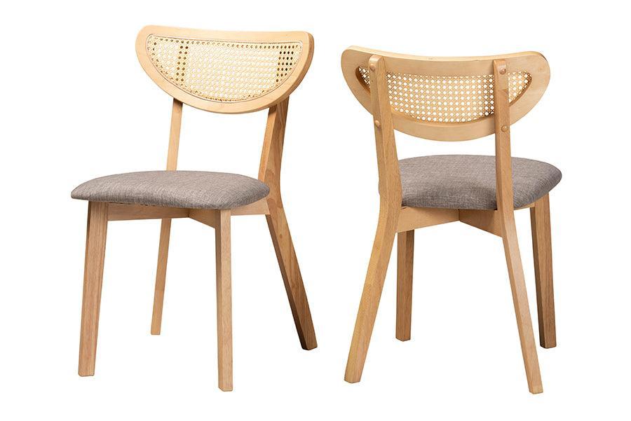 Baxton Studio Dannell Mid-Century Modern Grey Fabric and Natural Oak Finished Wood Dining Chair FredCo