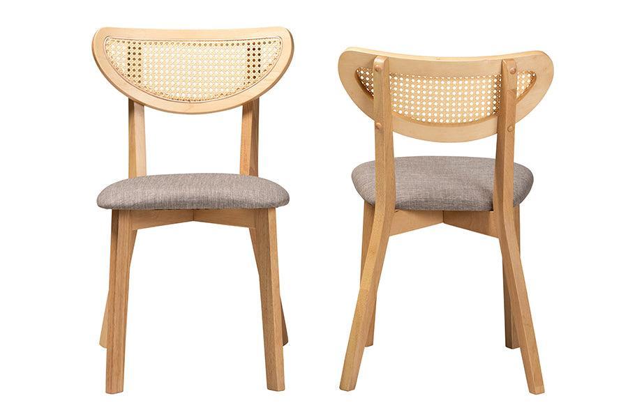 Baxton Studio Dannell Mid-Century Modern Grey Fabric and Natural Oak Finished Wood Dining Chair FredCo