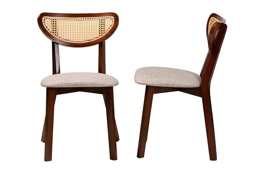 Baxton Studio Dannell Mid-Century Modern Grey Fabric and Walnut Brown Finished Wood Dining Chair FredCo