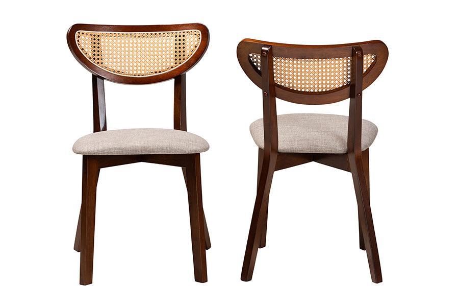 Baxton Studio Dannell Mid-Century Modern Grey Fabric and Walnut Brown Finished Wood Dining Chair FredCo