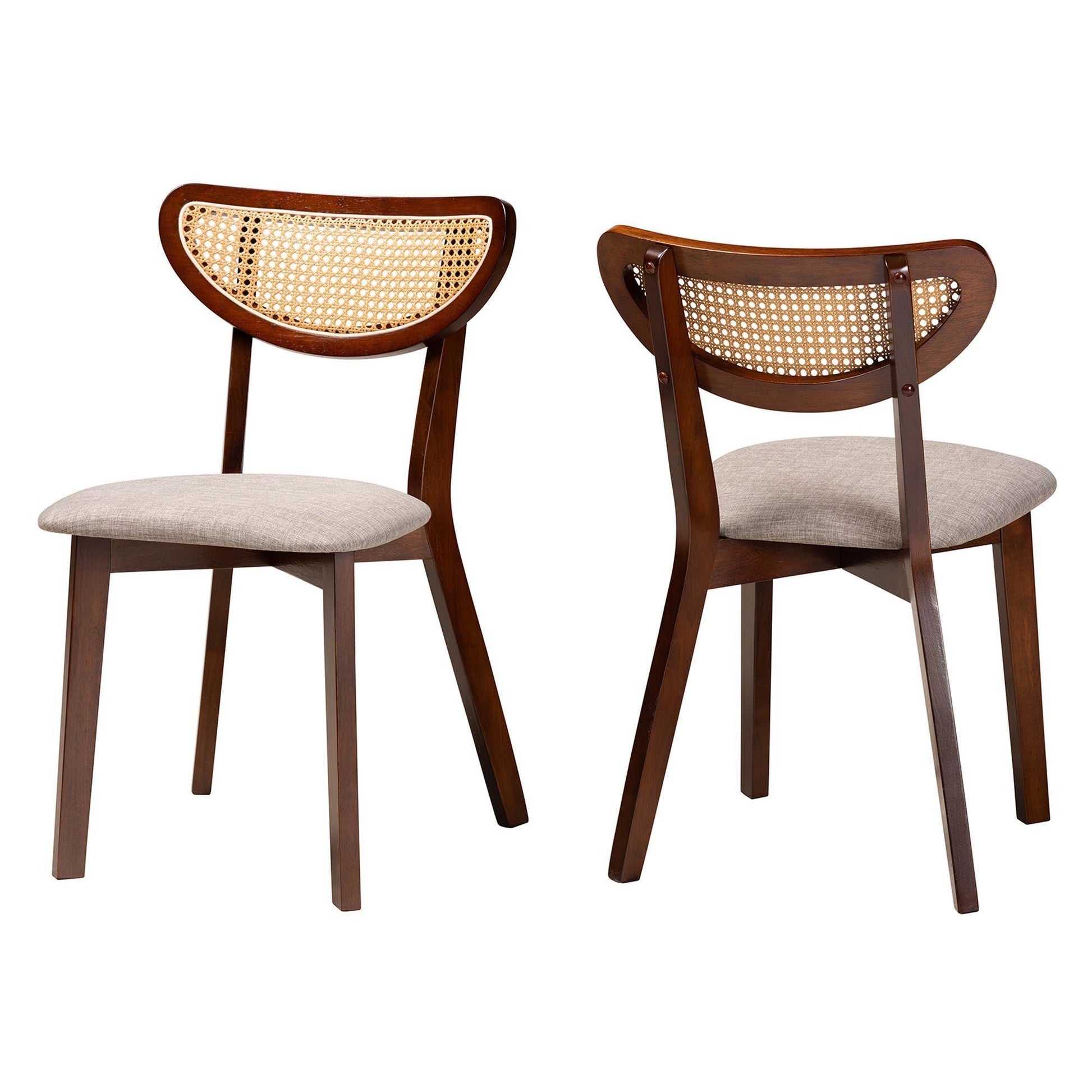Baxton Studio Dannell Mid-Century Modern Grey Fabric and Walnut Brown Finished Wood Dining Chair FredCo