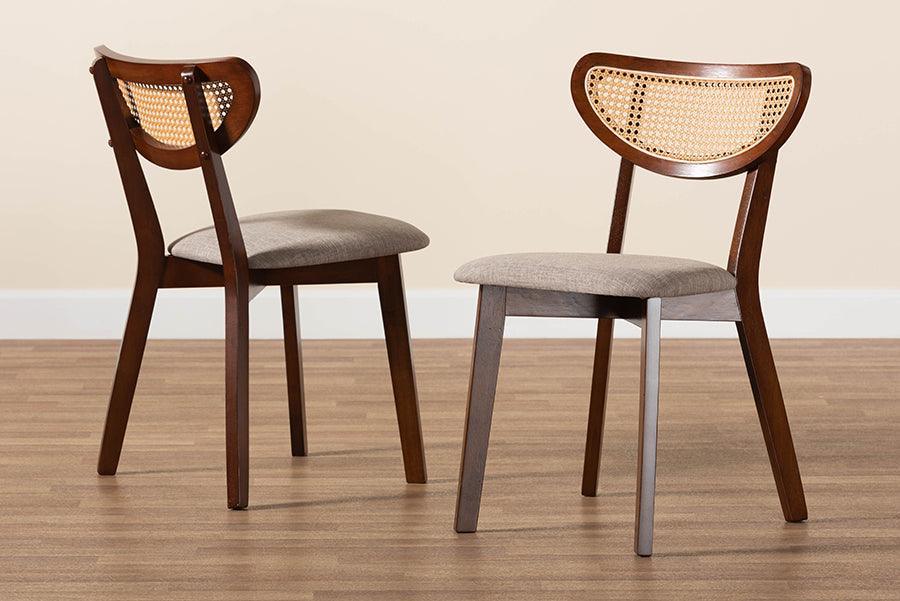 Baxton Studio Dannell Mid-Century Modern Grey Fabric and Walnut Brown Finished Wood Dining Chair FredCo
