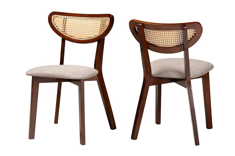 Baxton Studio Dannell Mid-Century Modern Grey Fabric and Walnut Brown Finished Wood Dining Chair FredCo