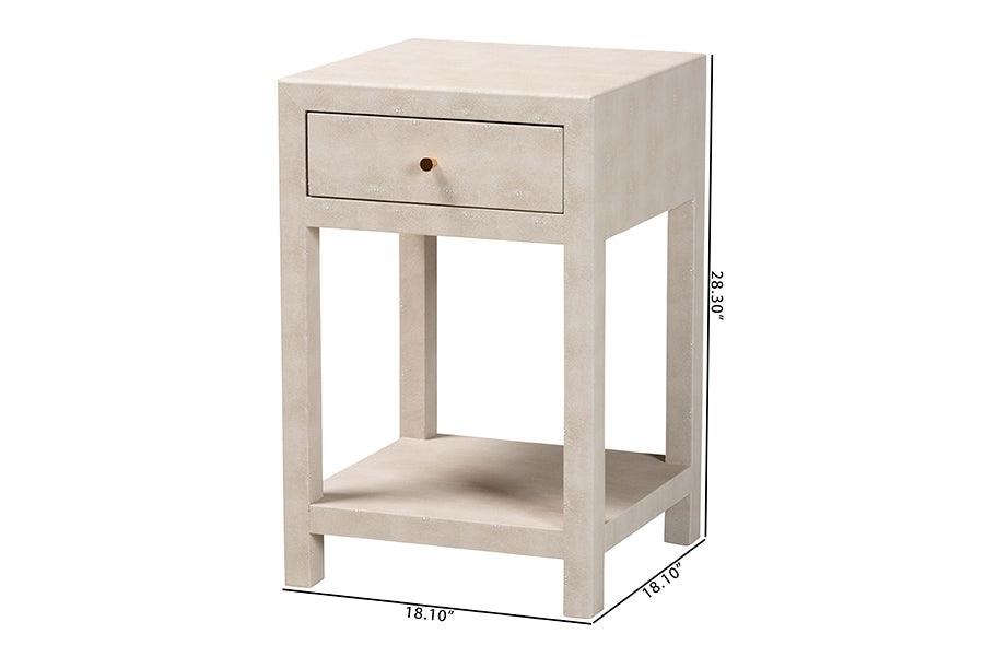 Baxton Studio Dansby Modern Beige Faux Shagreen 1-Drawer End Table FredCo