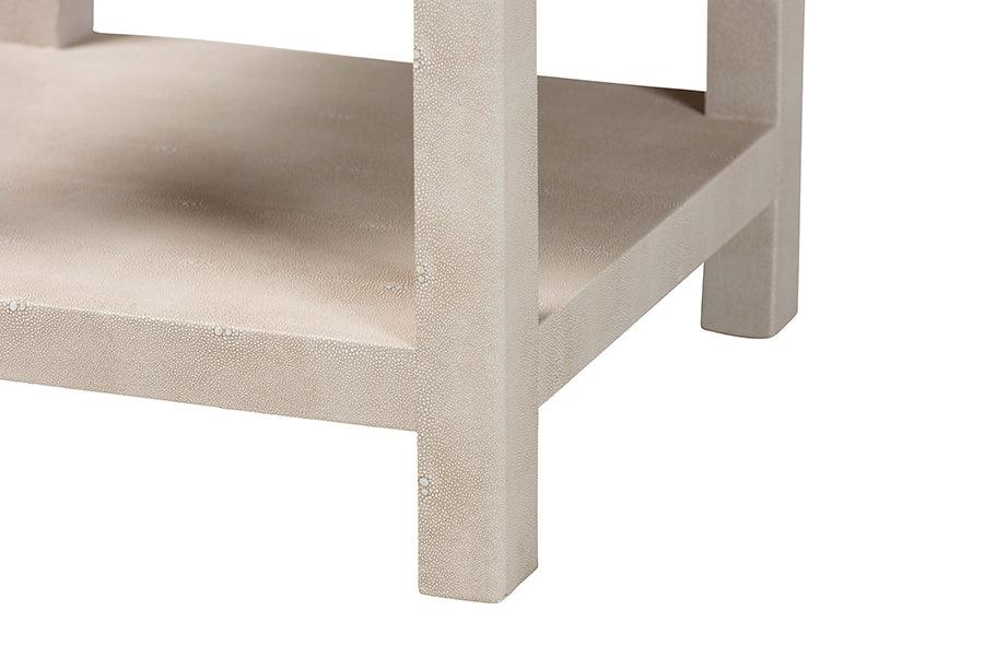 Baxton Studio Dansby Modern Beige Faux Shagreen 1-Drawer End Table FredCo
