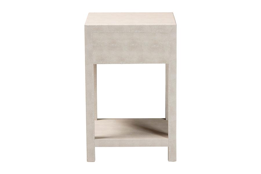 Baxton Studio Dansby Modern Beige Faux Shagreen 1-Drawer End Table FredCo