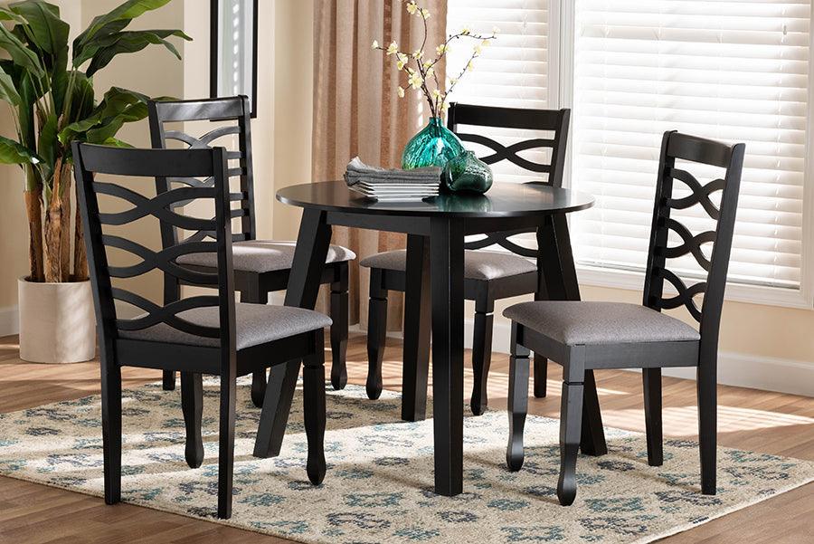 Baxton Studio Darina Modern Grey Fabric and Dark Brown Finished Wood 5-Piece Dining Set FredCo