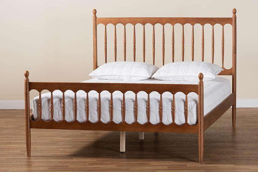 Baxton Studio Deance Retro-Modern Walnut Brown Finished Wood Queen Size Platform Bed FredCo
