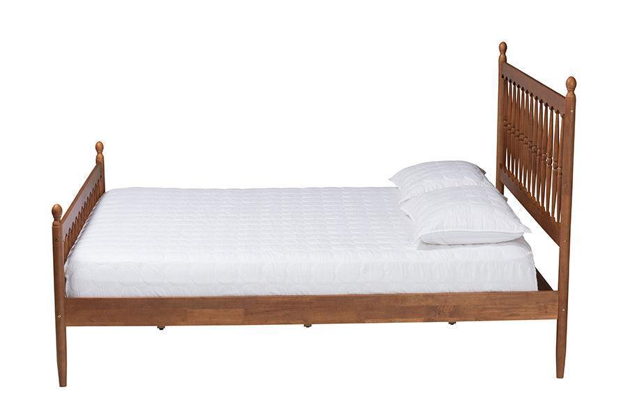 Baxton Studio Deance Retro-Modern Walnut Brown Finished Wood Queen Size Platform Bed FredCo