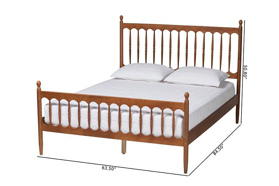 Baxton Studio Deance Retro-Modern Walnut Brown Finished Wood Queen Size Platform Bed FredCo