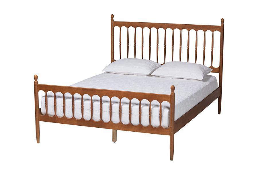Baxton Studio Deance Retro-Modern Walnut Brown Finished Wood Queen Size Platform Bed FredCo