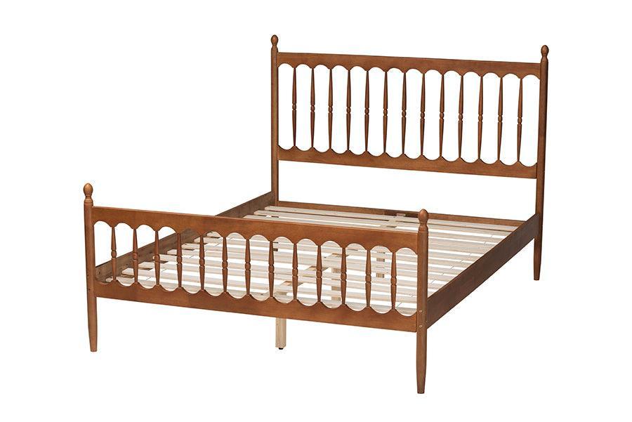 Baxton Studio Deance Retro-Modern Walnut Brown Finished Wood Queen Size Platform Bed FredCo