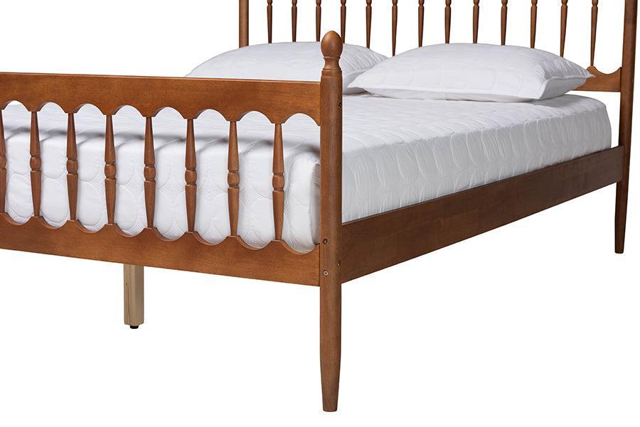 Baxton Studio Deance Retro-Modern Walnut Brown Finished Wood Queen Size Platform Bed FredCo