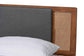 Baxton Studio Delfina Mid-Century Modern Dark Grey Fabric and Walnut Brown Finished Wood Platform Bed FredCo