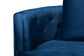 Baxton Studio Deserae Glam and Luxe Navy Blue Velvet and Brushed Gold Metal Sofa FredCo