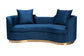 Baxton Studio Deserae Glam and Luxe Navy Blue Velvet and Brushed Gold Metal Sofa FredCo