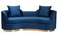 Baxton Studio Deserae Glam and Luxe Navy Blue Velvet and Brushed Gold Metal Sofa FredCo