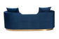 Baxton Studio Deserae Glam and Luxe Navy Blue Velvet and Brushed Gold Metal Sofa FredCo