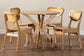 Baxton Studio Donato Mid-Century Modern Oak Brown Finished Wood and Rattan 5-Piece Dining Set FredCo