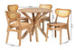 Baxton Studio Donato Mid-Century Modern Oak Brown Finished Wood and Rattan 5-Piece Dining Set FredCo