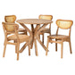 Baxton Studio Donato Mid-Century Modern Oak Brown Finished Wood and Rattan 5-Piece Dining Set FredCo