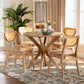 Baxton Studio Donato Mid-Century Modern Oak Brown Finished Wood and Rattan 5-Piece Dining Set FredCo