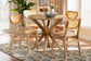 Baxton Studio Donato Mid-Century Modern Oak Brown Finished Wood and Rattan 5-Piece Dining Set FredCo