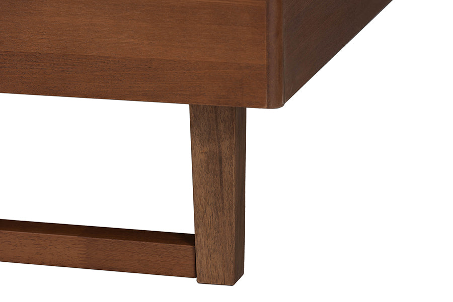 Baxton Studio Donnica Mid-Century Walnut Brown Finished Wood King Size Platform Bed with Woven Rattan FredCo